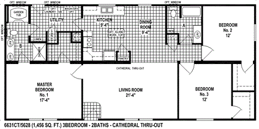 Sectional Mobile Home Floor Plan 6631