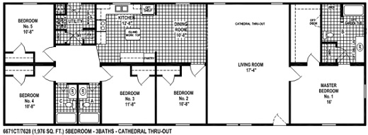 Sectional Mobile Home Floor Plan 6671